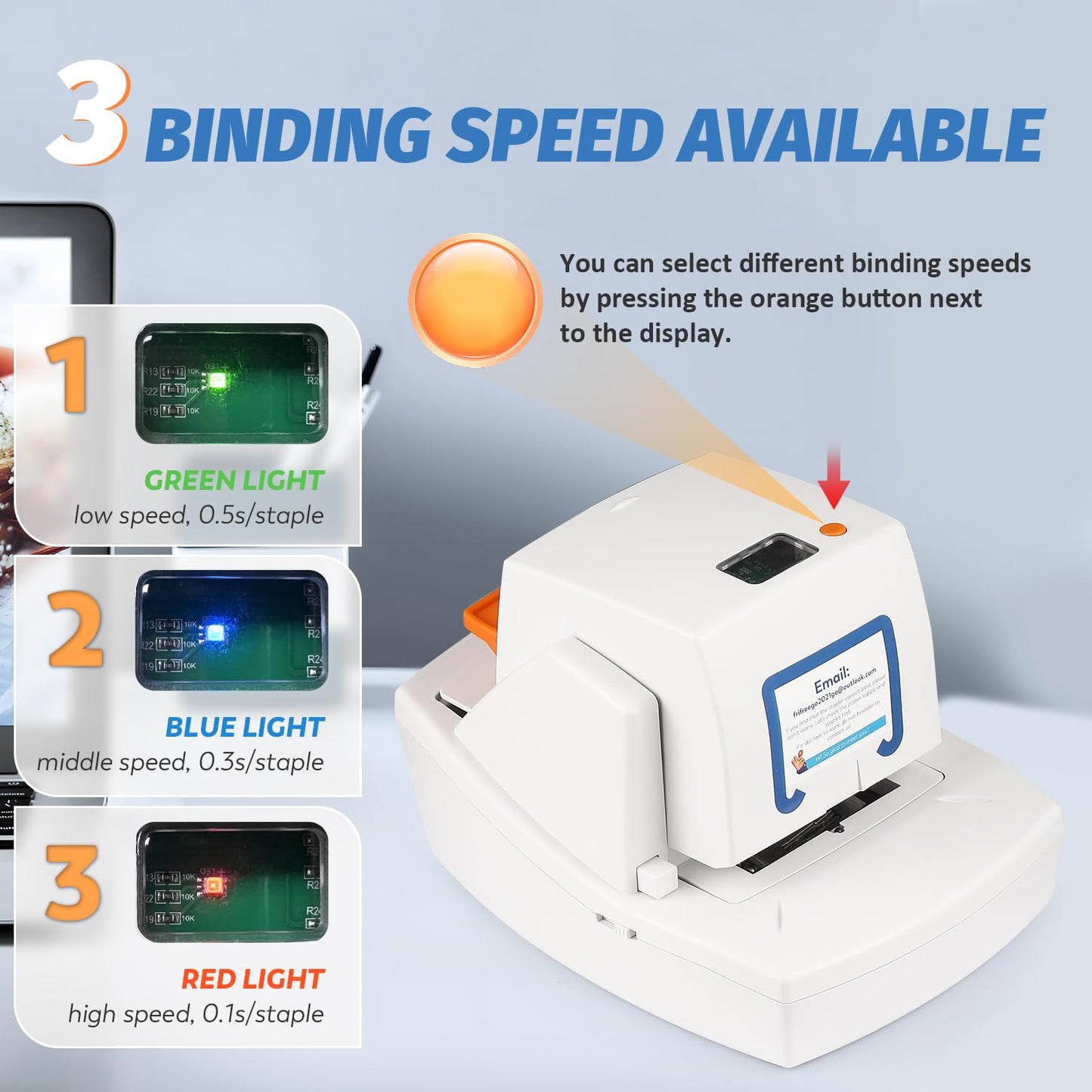 Frifreego Upgraded Electric Stapler, 65 Sheets Capacity, Binding Speed & Margin Adjustable, Automatic Heavy Duty Stapler Including 5500 Staples, Jam-Free