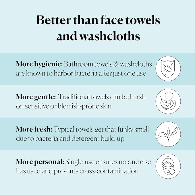 Sky Organics - Gentle Clean Face Towels - 50 XL Single-Use Face Wipes - Ultra