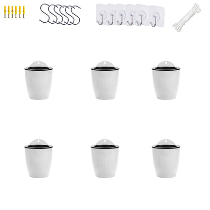 ORIMERC 6 Pack White Self Watering Wall Hanging Planter Pots Vertical Garden Window Mount Indoor Outdoor Plant Flower Basket Kitchen Herbs Balcony Railing Shelf Fence Bedroom Trellis Decor(Small)