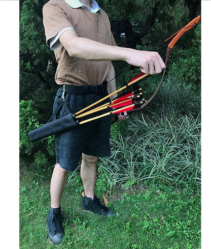 Archery Hip Arrow Quiver - 2 Tube Waist Carry Bag with Hook for Target Shooting