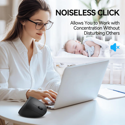 TECKNET Ergonomic Mouse, Wireless Bluetooth Vertical Mouse, 4800 DPI Optical Tracking, 6 Adjustable DPI, Quiet Clicks, 2.4GHz with USB A Receiver, 12 Months Battery, 6 Buttons, Wide Compatibility