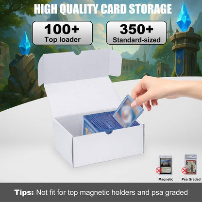 XRACV Toploader Trading Card Storage Box, 4-Pack 100 Count White Corrugated Cardboard Bulk Sports Top Loaders Storage Box for TCG/Magic/Mtg Basketball Cards, Collectible Trading Card Organizer