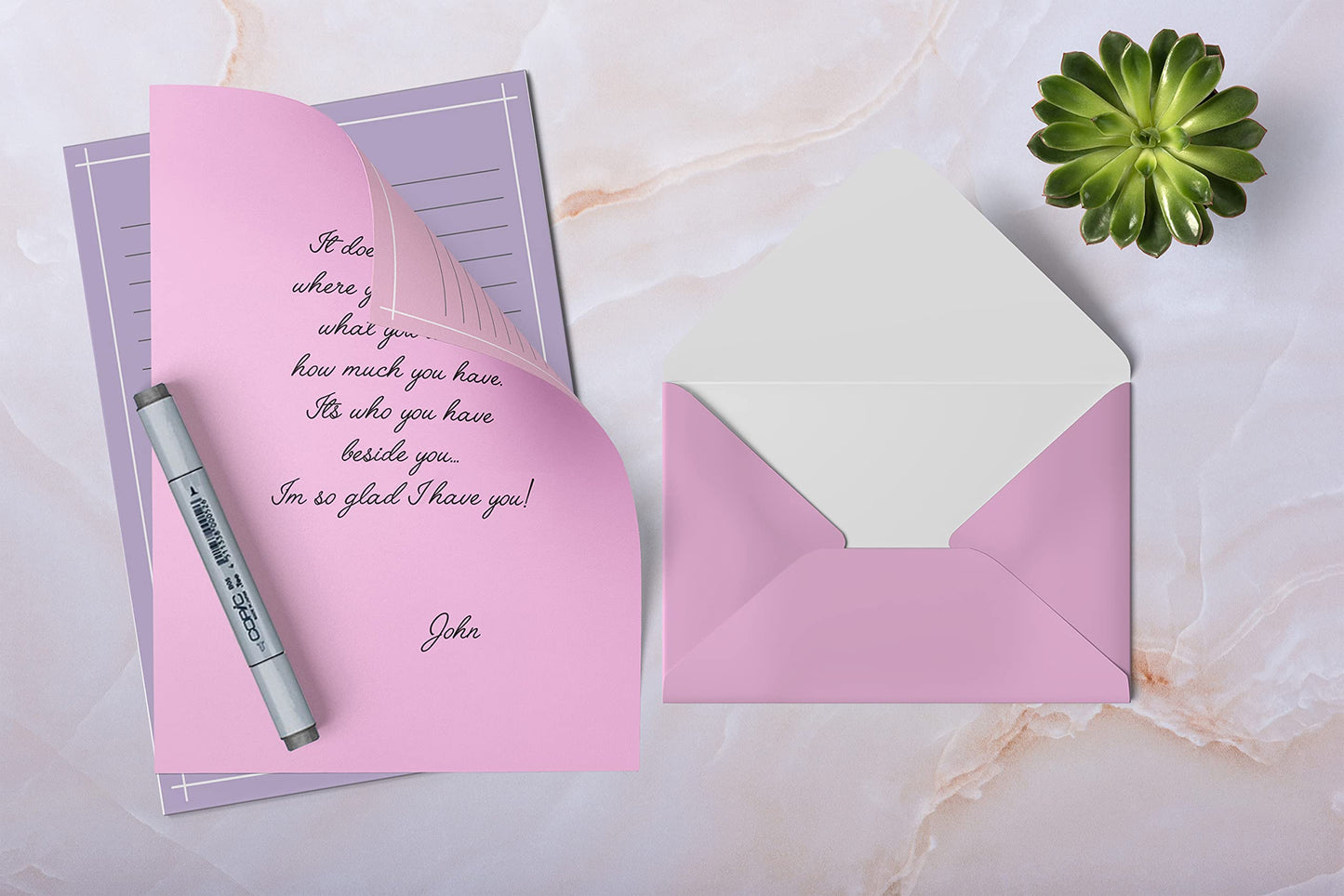 Better Office Products Mini Stationery Set, 100 Piece Set (50 Lined Sheets + 50 Matching Envelopes), 4 Solid Colors, Thin White Border, 5.5 x 8.25 inch, Double Sided Printing, One Side Lined Paper,