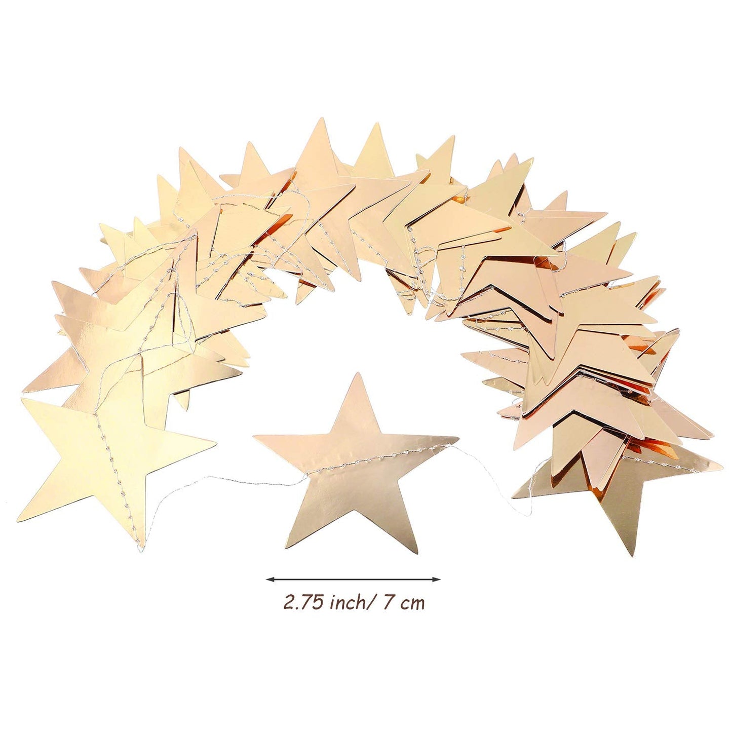 Patelai Glitter Star Garland Banner 2026 Graduation Decor 130 Feet Star Hanging Banner Twinkle Backdrop for Party Birthday Classroom Wedding Supplies(Champagne Gold)
