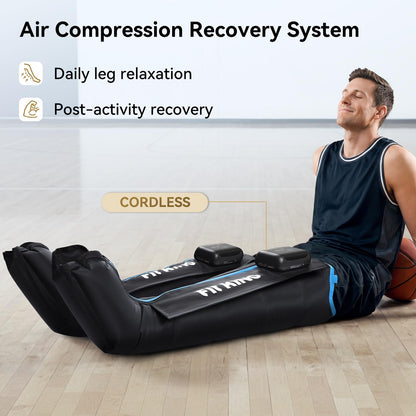 FIT KING Cordless Air Compression Recovery System with 3 Modes and 11 intensities, Sequential Leg Massager for Athletes and Sports Enthusiasts (Medium)