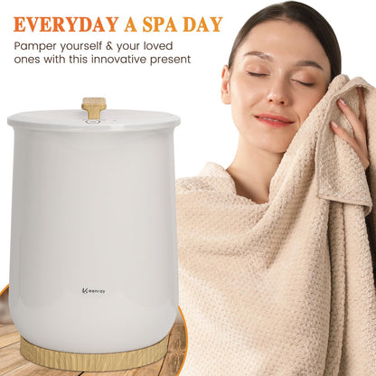Keenray Bucket Style Towel Warmers, Luxury Bucket Towel Warmer, Large Towel Warmer for Bathroom, Auto Shut Off, Fits Up to Two 40"X70" Oversized Towels, Bathrobes, Blankets, PJ's and More, White, CL1