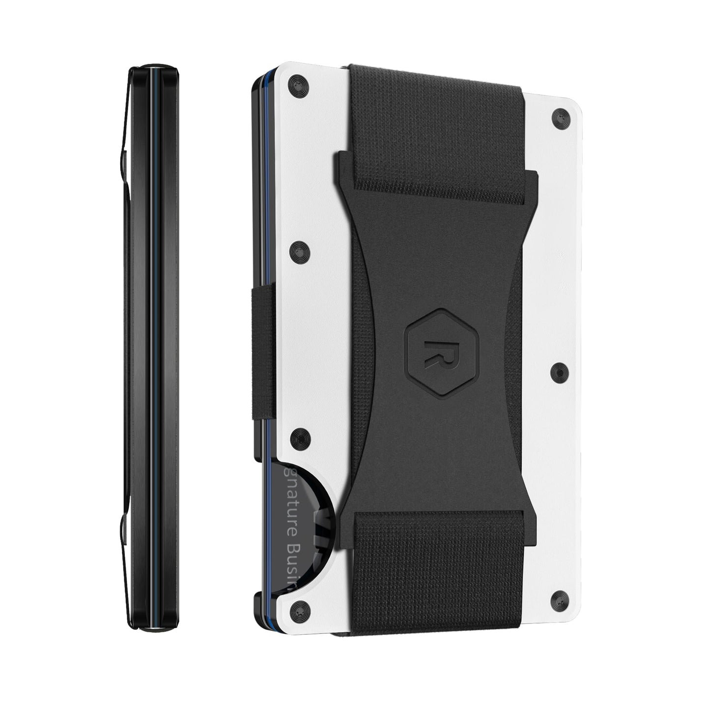 Ridge Wallet for Men - Slim Minimalist Compact Wallet and Card Holder, RFID Protected Front Pocket Wallets for Men with Integrated Cash Strap (Polar White)