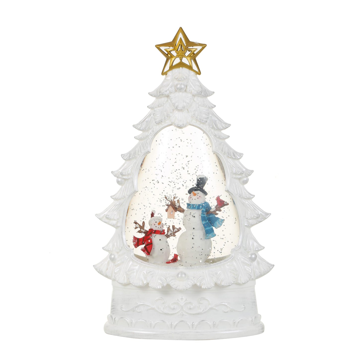 Snowman's Christmas Musical Snow Globe Lamp | Battery Operated and USB Powered LED Lighted Swirling Glitter Water Lantern for Tabletop Home & Christmas Decoration