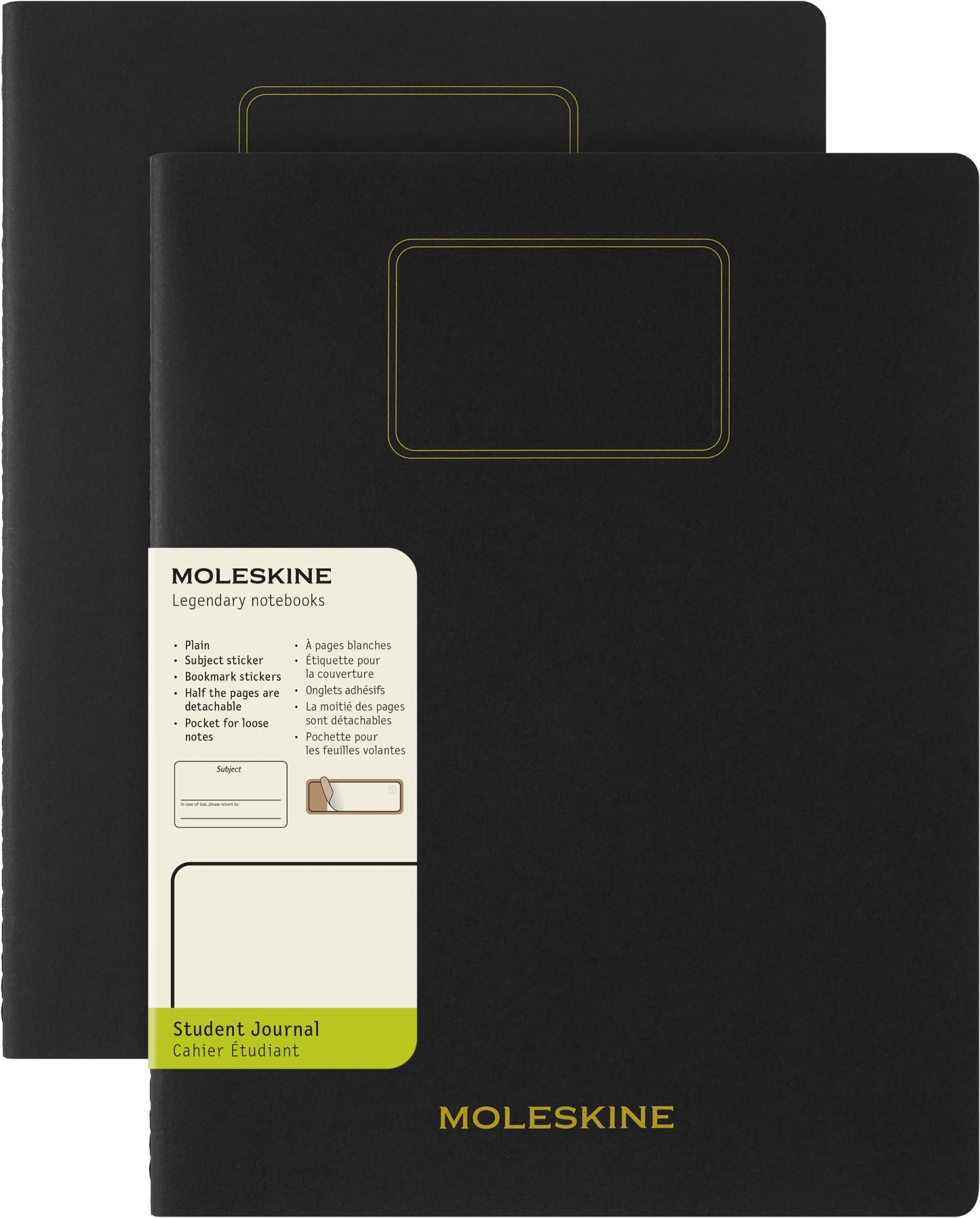 Moleskine Student Cahier Journal, Soft Cover, Plain/Blank, XXL (8.5" x 11"), Black, 120 Pages, Set of 2