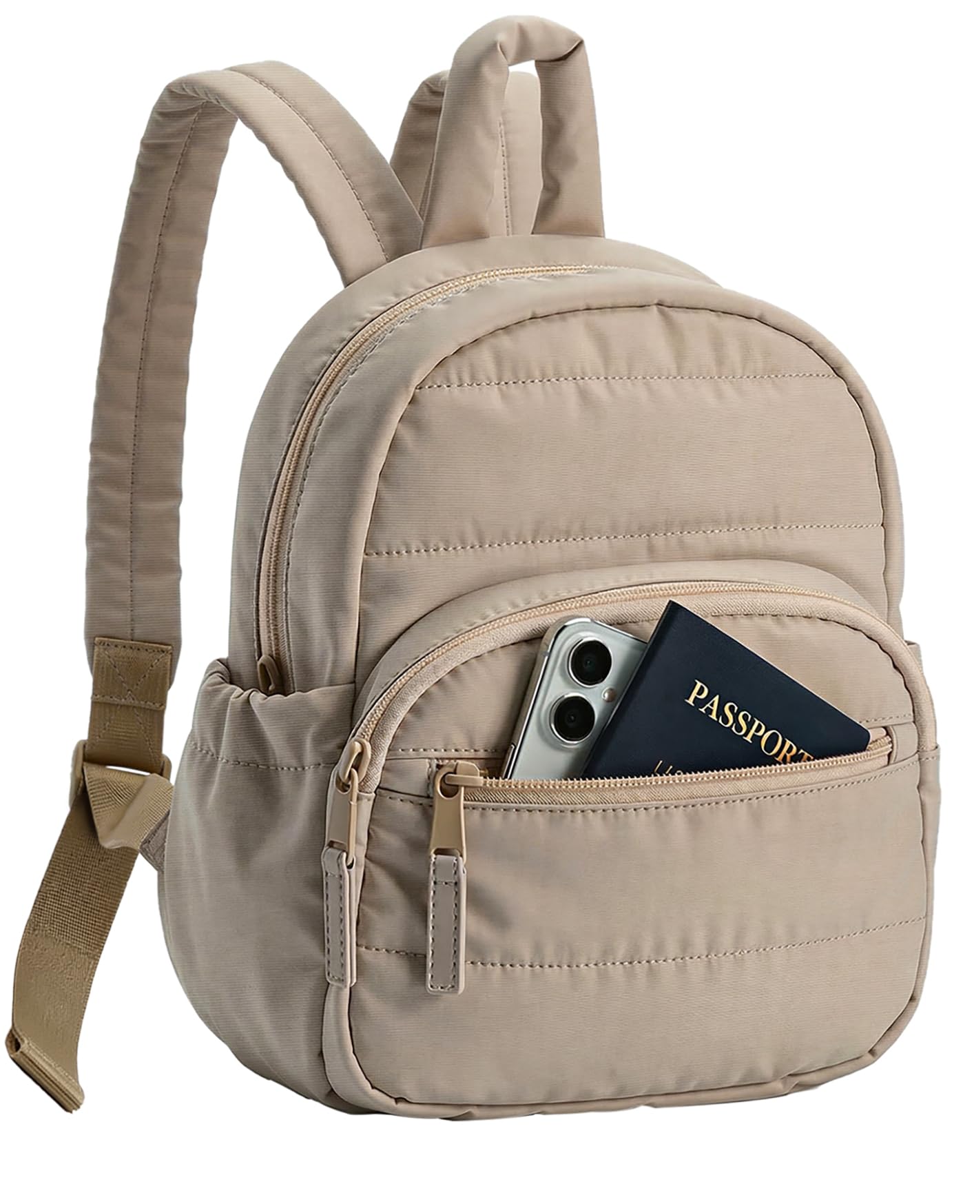 MxDicha Backpack for Women, Mini Backpack with Quilted Design and Adjustable Straps, Large Capacity Multi Compartment, Lightweight Comfort for Work Travel Outdoor Gym Hiking, Bookbag for Women(camel)