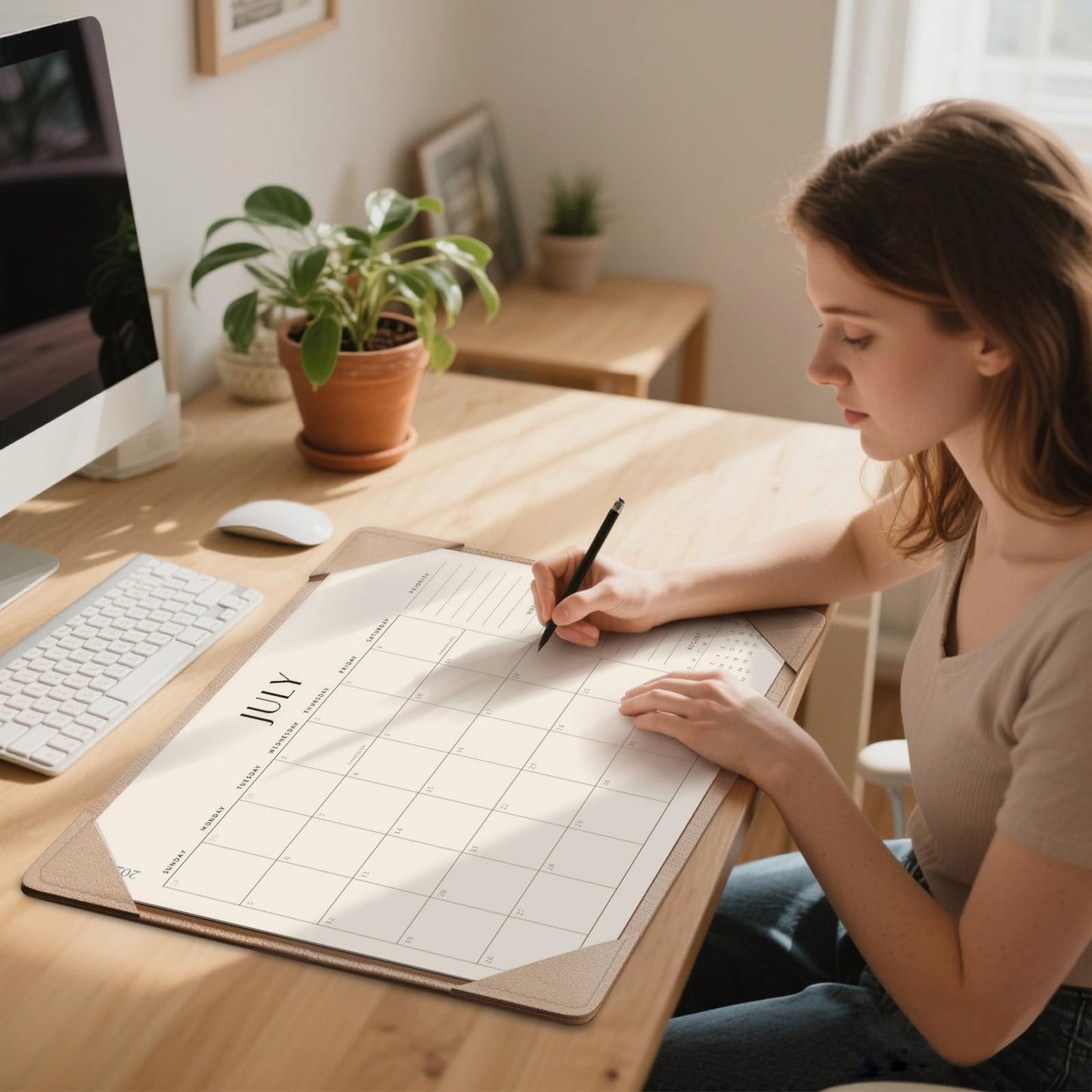 Jotsome Desk Calendar 2026 - 2027 with Desktop Mat, Large Desk Pad Calendar From Now to June 2027 22x17 inch, Desk Blotter Calendar for Home Office and School, Easy Planning, Gift for the Holidays, Apricot