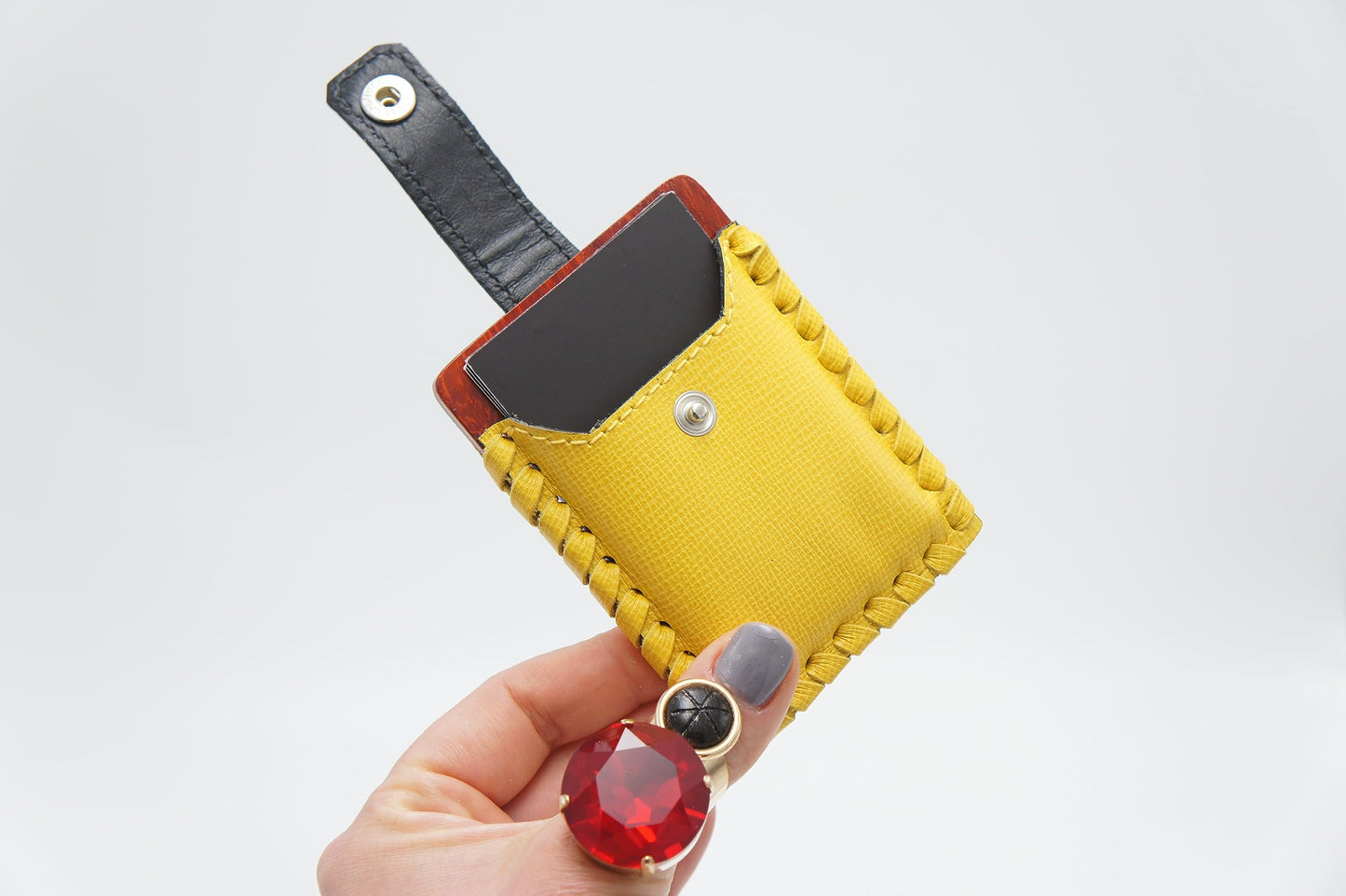 Karina Fashion Handmade Wood & Italian Leather Card Holder – Luxury Business Card Case | Slim & Stylish Wallet for Men & Women | Elegant Wooden & Leather Card Organizer | Minimalist Credit Card Holder | Premium Gift for Professionals & Executives