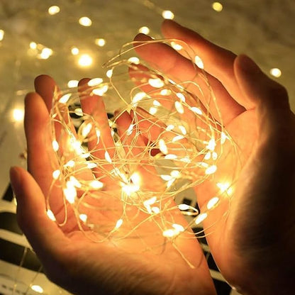 Dazzle Bright Fairy Lights Battery Operated, 2 Pack Total 40FT 120LED Silver Wire Waterproof String Lights, Christmas Decorations for Indoor Outdoor Bedroom Yard Party Decor, Warm White