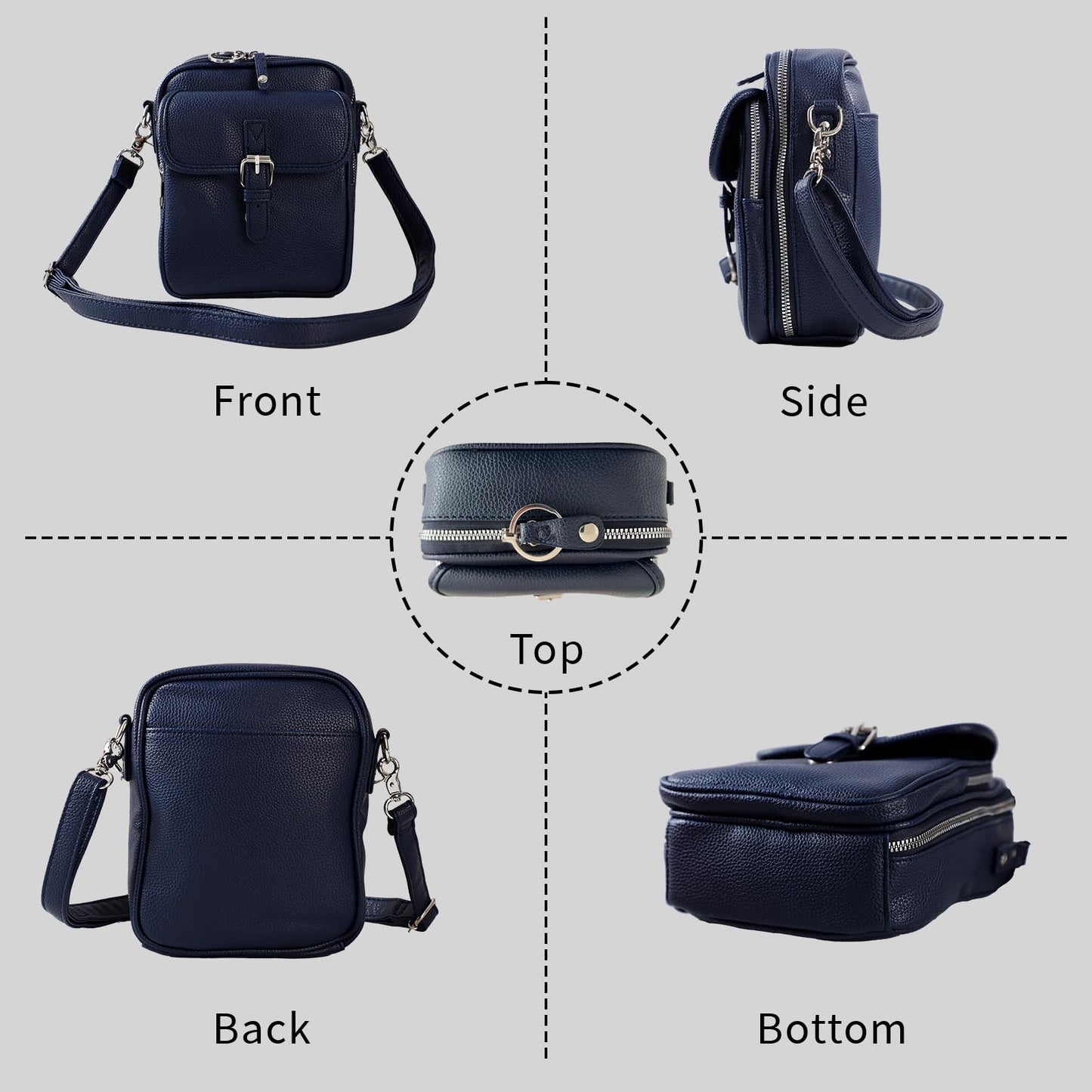 Leather Crossbody Bag for Women - 2025 Vintage Anti-Theft Messenger Bag with Double Layer Large Capacity, Built-in Purse Card Slots,Retro Faux Leather Shoulder Sling Bag for Travel (Dark Blue, Large)