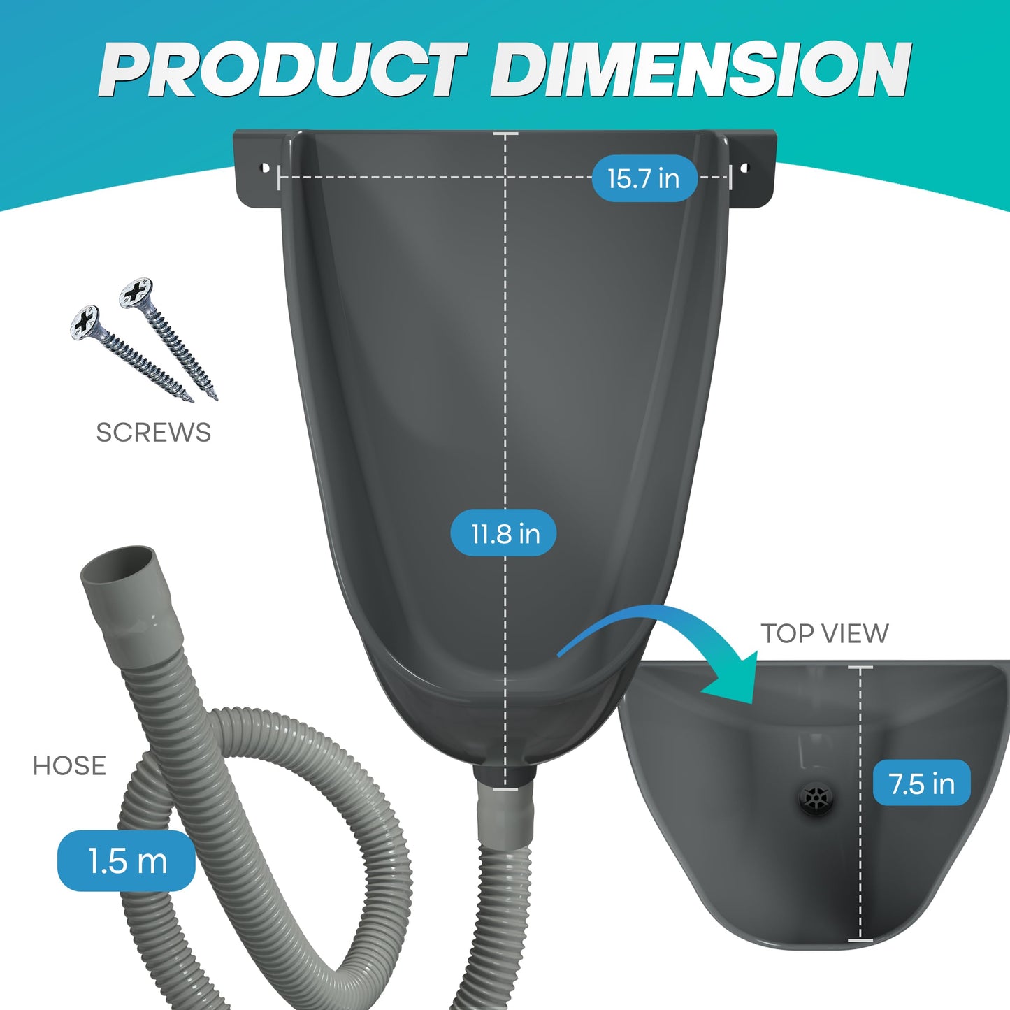 Waterless Urinal with Hose - UV Resistant Outside Urinal, Outdoor Plastic Urinals, Outdoor Toilet, Garage Urinal, Urine Diverter, Urinals For Men Bathroom