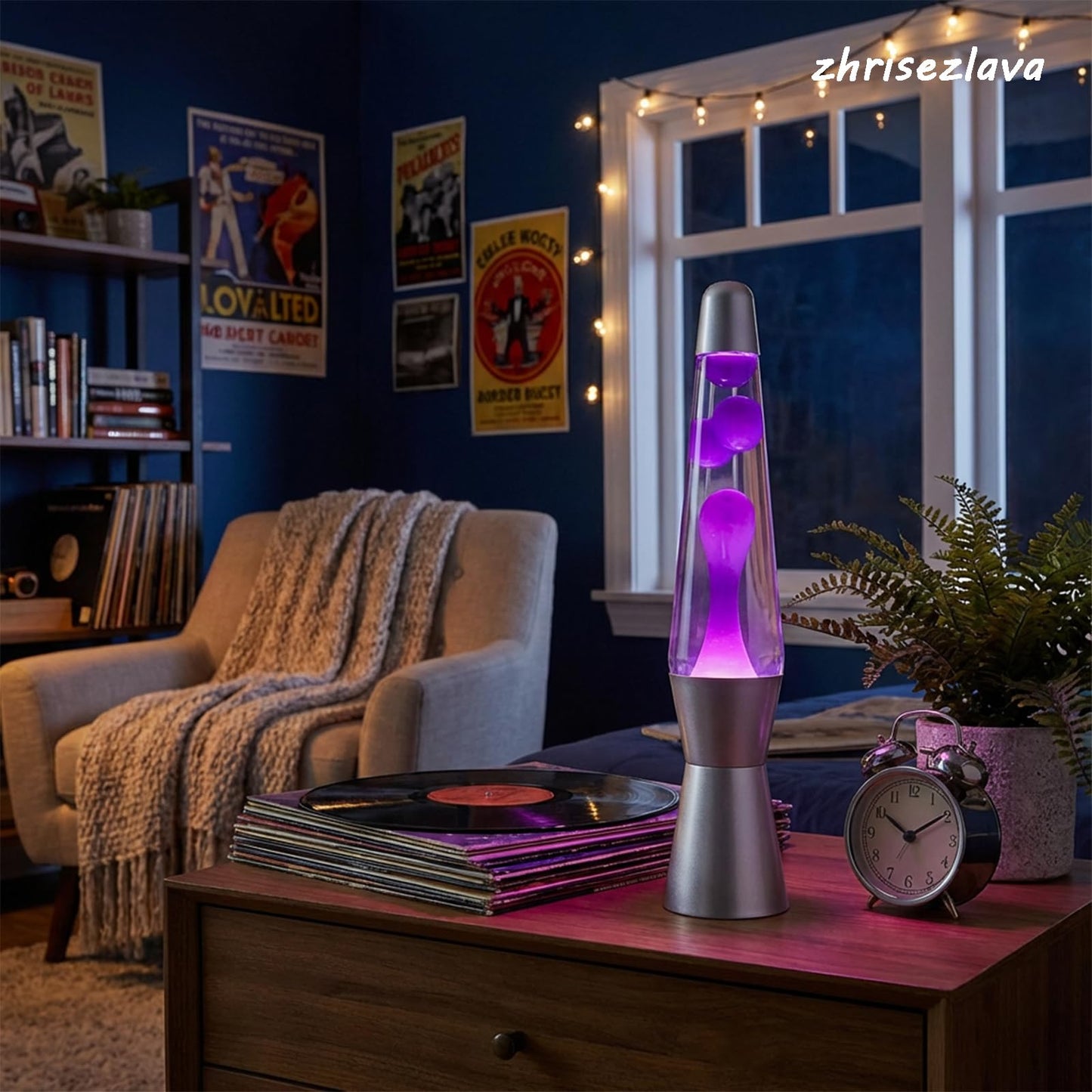 zhrisezlava 16 Inch Liquid Motion Lamps, Purple Wax Purple Liquid, Silver Base Motion Light, Relaxing Night Light, Retro Home Decor for Bedroom Office, Cool Gifts for Adults Kids.(2hao)