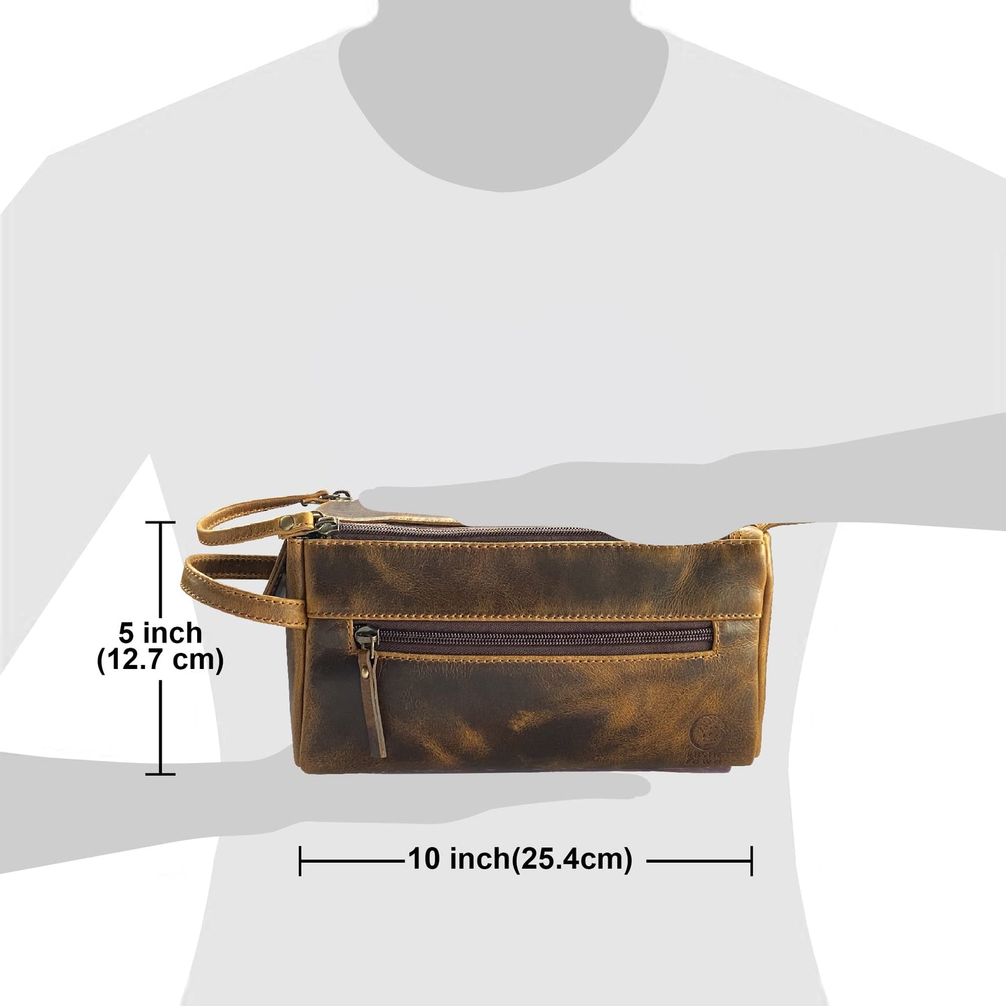 Leather Toiletry Bag for Men - Hygiene Organizer Travel Ditty Kit By Rustic Town (Antique Brown)