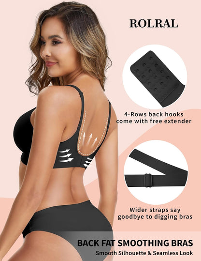 Jelly Buttery Soft Comfortable Bra for Women, Wireless Push Up Deep V Plunge Bra for Seamless Support and Lift