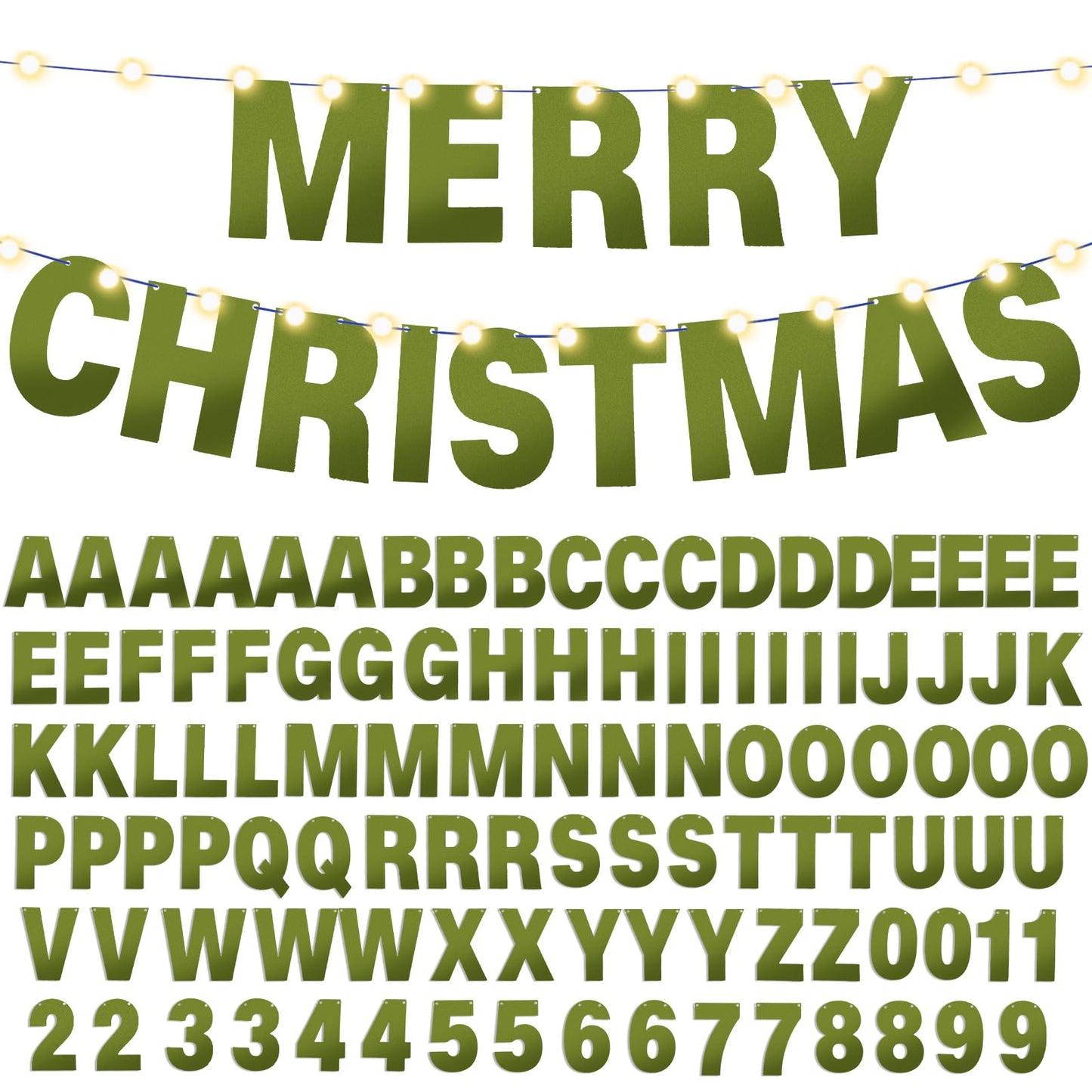 TaoBary 112 Pcs DIY Letter Kit Glitter Customizable Banner Letters Include 107 Letters and Numbers 3 Rope and 2 Needles for Birthday Halloween Christmas Wedding Valentine Party Decor(Bright Green)
