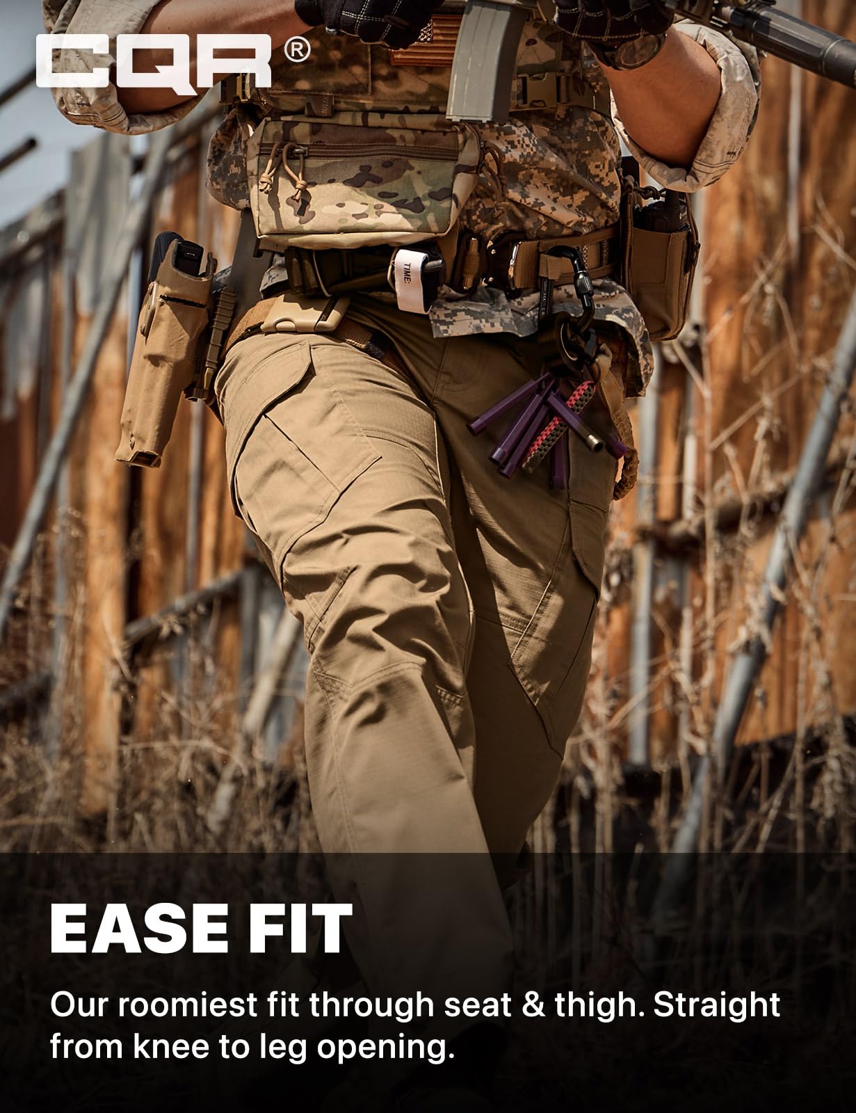 CQR Men's Tactical Pants, Water Resistant Ripstop Cargo Pants, Lightweight EDC Work Hiking Pants, Outdoor Apparel, Raider Mag Cougar, 46W x 30L