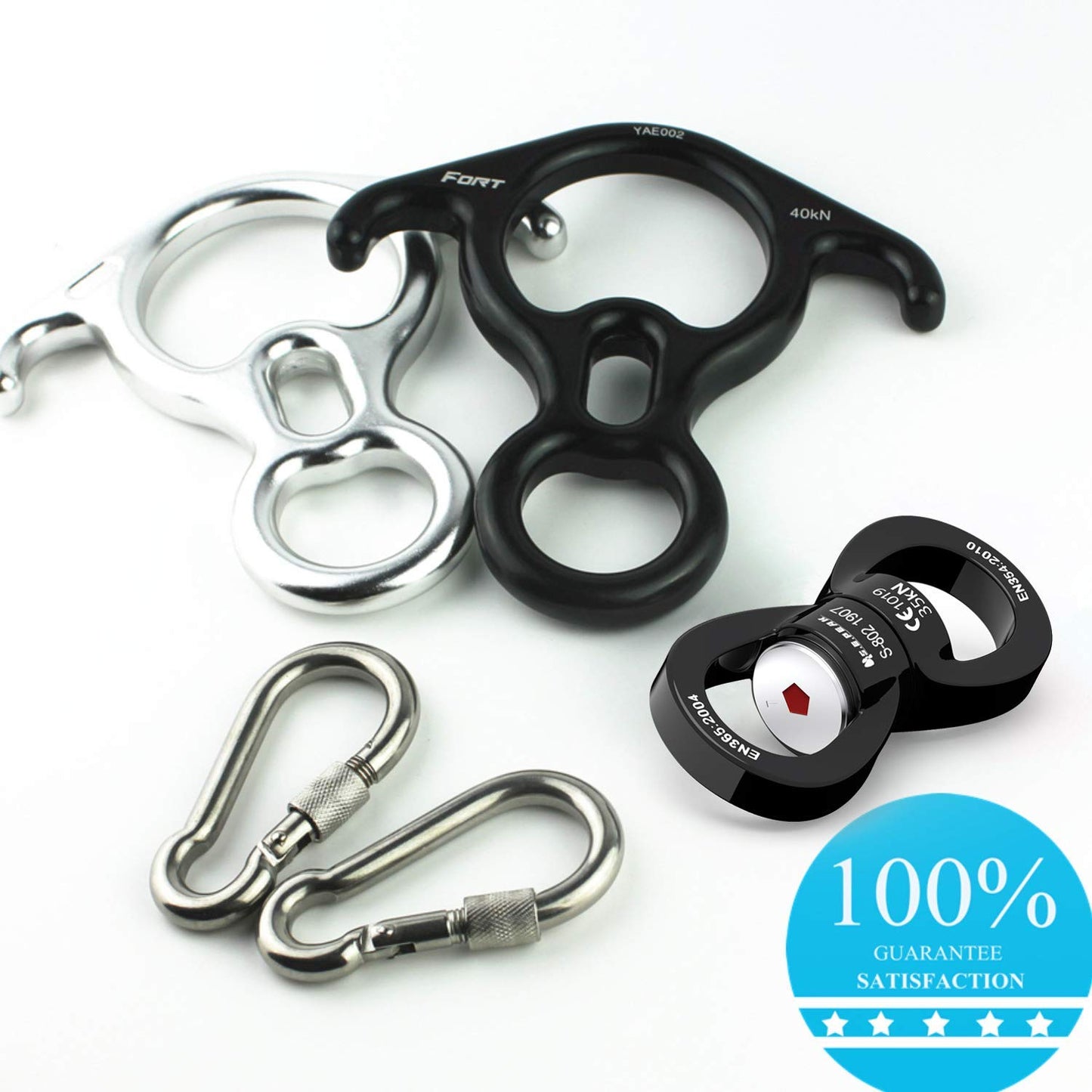 Swing Swivel 35kN Safest Rotational Device, Swing Spinner, Carabiner Swivel, Climbing Rope Swivels for Children’s Web Tree Swing Setting, Aerial Dance, Hanging Hammock by PROND (A - Black)