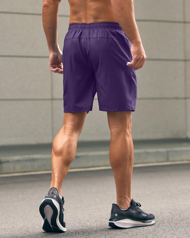 Men's Athletic Running Shorts with Zipper Pockets Quick Dry 7"/ 5"/ 9" Workout Gym Shorts for Basketball Hiking(Purple,7XXL)
