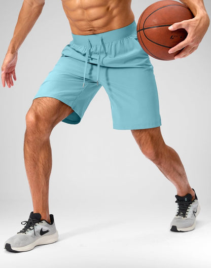 Soothfeel Men's Running Shorts with Zipper Pockets 9 Inch Lightweight Quick Dry Gym Sports Athletic Workout Basketball Shorts for Men (Hot Pink, XXXL)