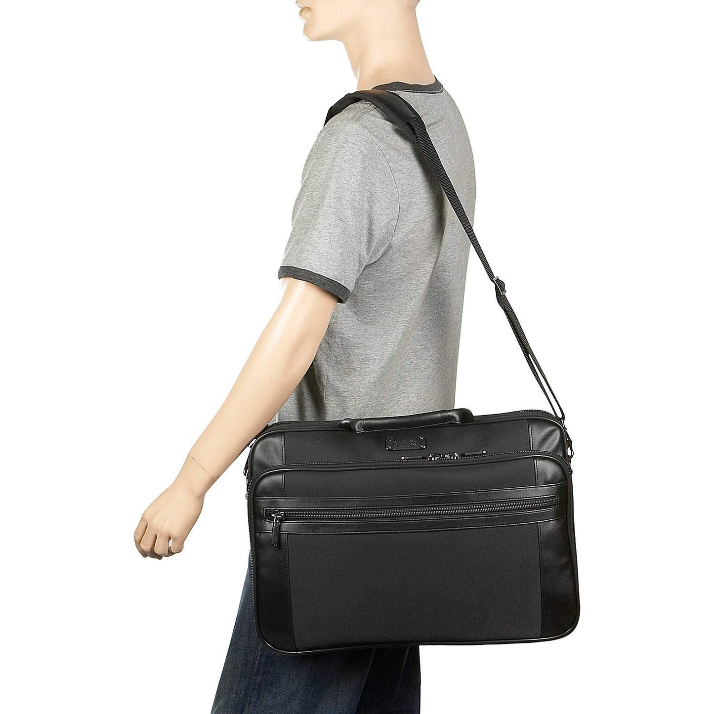 Kenneth Cole Reaction Urban Traveler Slim 18.4" Laptop Sleeve Top Zip Computer Portfolio Bag, Black