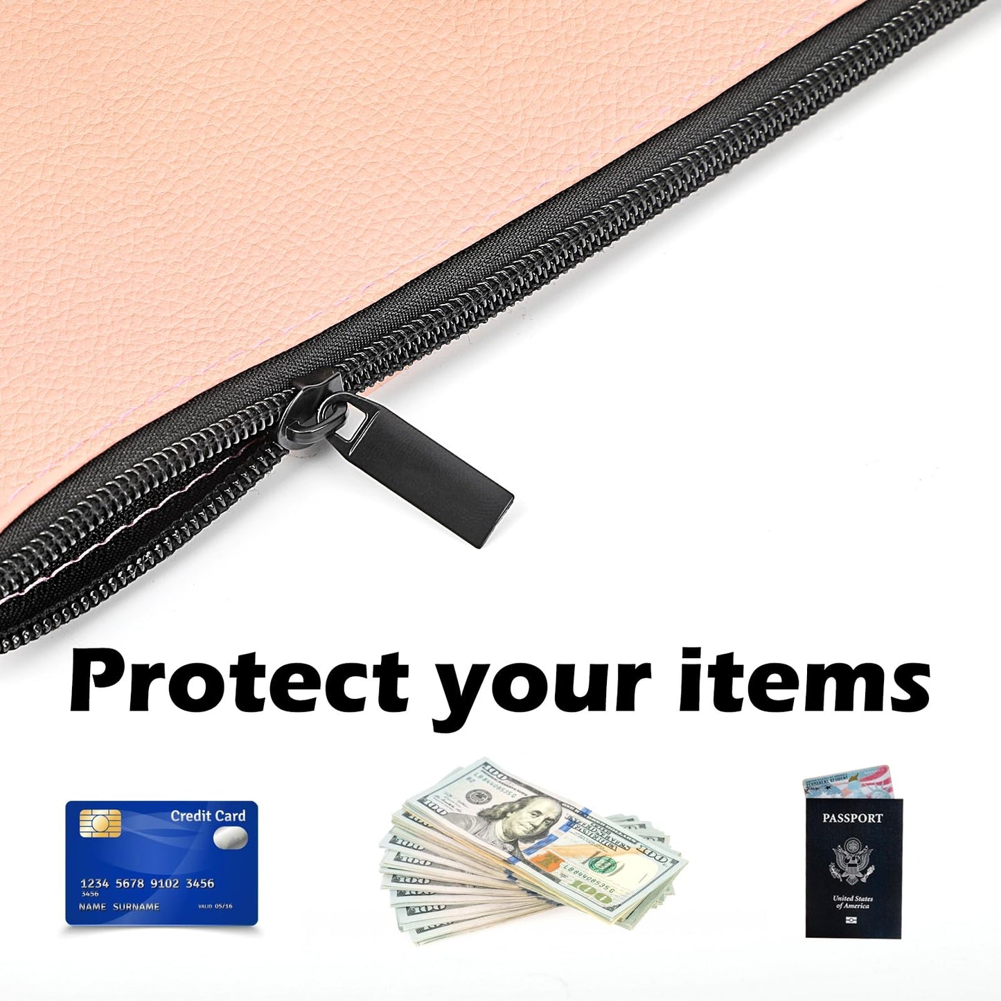 8.3x4.5 inch Money Bags With Zipper 4 Colors Leather Bags Wallet Pouches with Label Green Cash Envelopes Receipt Holder Security Money Pouch Bank Deposit Bag Labels For Coins Cosmetics Invoice (4)