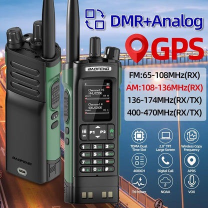 BAOFENG DM32 DMR Radio | Handheld Walkie Talkie with GPS & NOAA Weather | Long Range, 2500mAh Battery, USB-C Charging