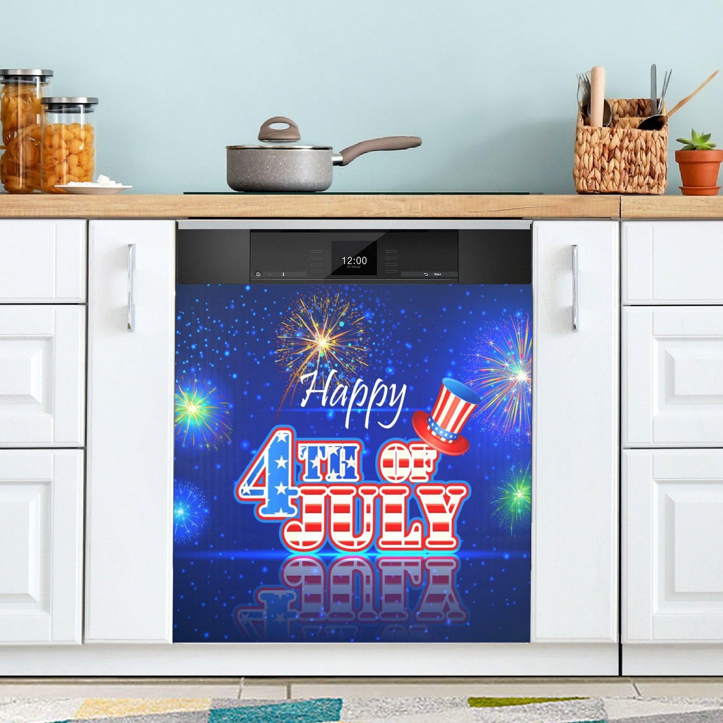 Kigai 4th of July Dishwasher Magnet Cover, Kitchen Fridge Door Panel Magnet Sticker Appliance Wash Machine Magnet Cover 23 x 26 Inch