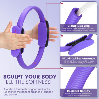 Pilates Kit for Women 13PCS, Pilates Ring and Ball Set with Magic Circle, Resistance Bands Set, Figure 8 Band, Yoga Ring & Grip Socks, Home Workout Equipment Essentials Starter Kit for Beginners
