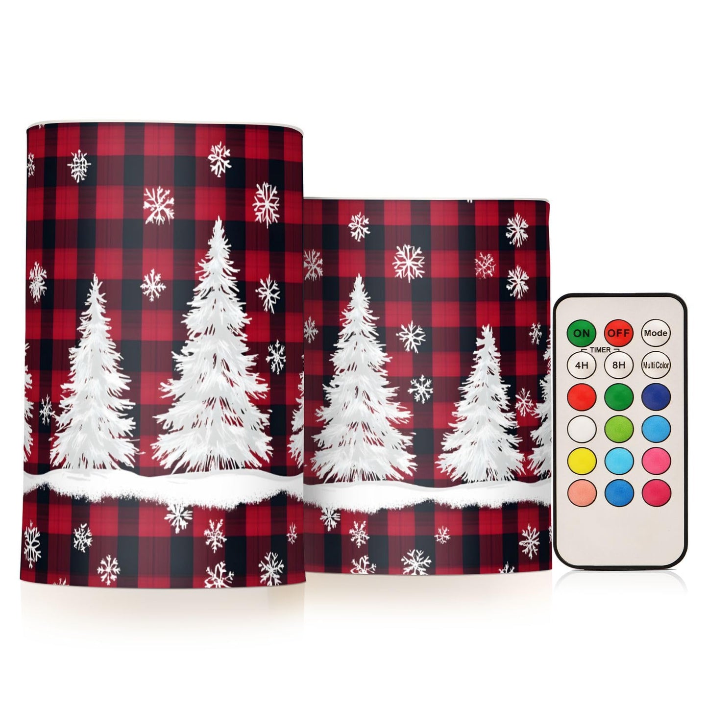 ALAZA Christmas Tree Snow Buffalo Flameless Candles Battery Operated with Remote Timer,Tea Light Candles LED Pillar Votive Candles Set of 2 for Outdoor Indoor Decorations223