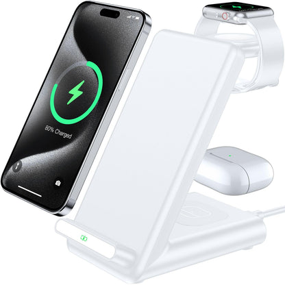 Wireless Charging Station,3 in 1 Charging Stand Made for Apple Watch Ultra 11 10 9 8 7 6 SE 5 4 3,Fast Wireless Charger Made for iPhone 17/Air/16/15/14/13/12,for AirPods Pro(with Adapter) (Black)