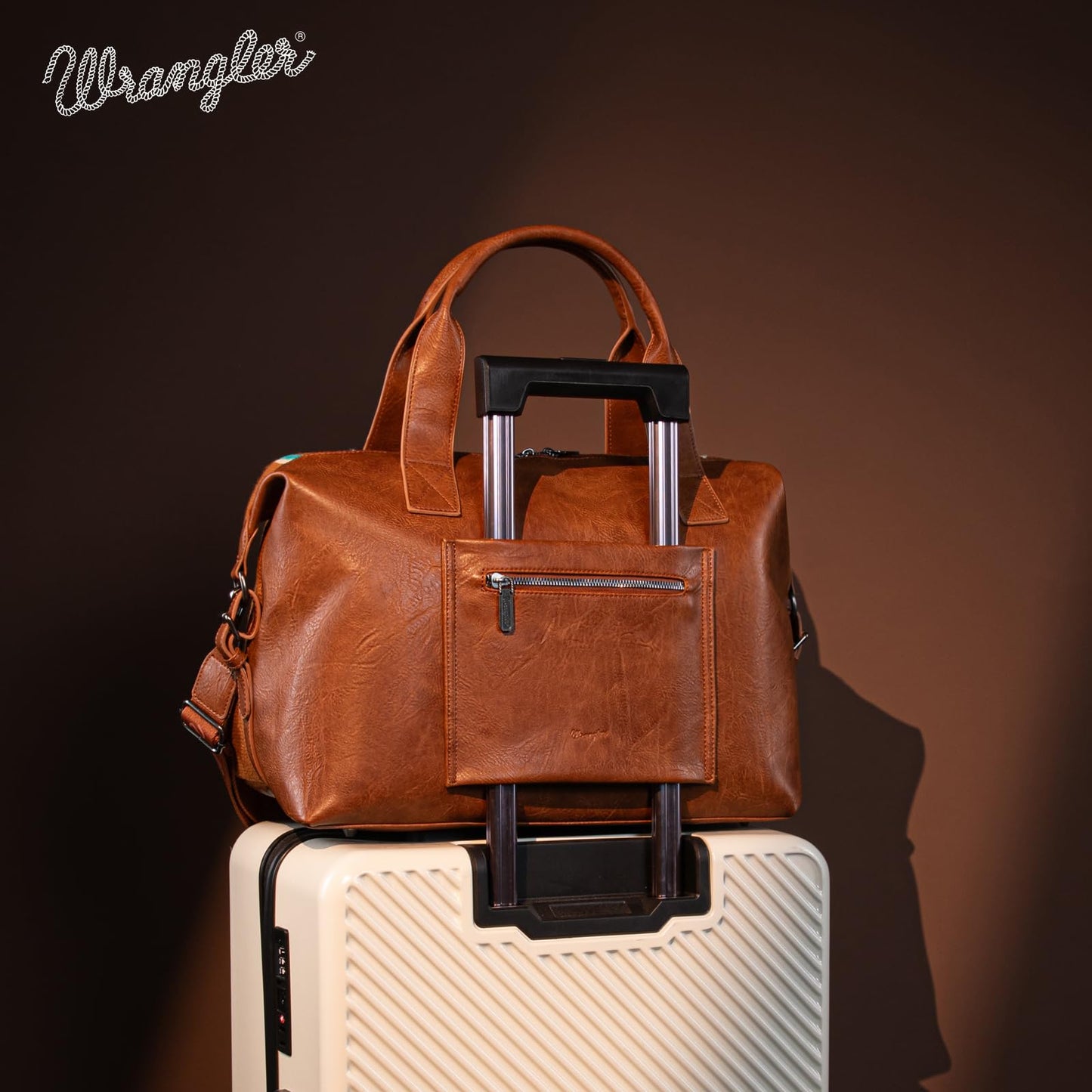 Wrangler Duffel Bag for Women Large Travel Weekender Bag Tapestry Designer Carry On Bags, Brown