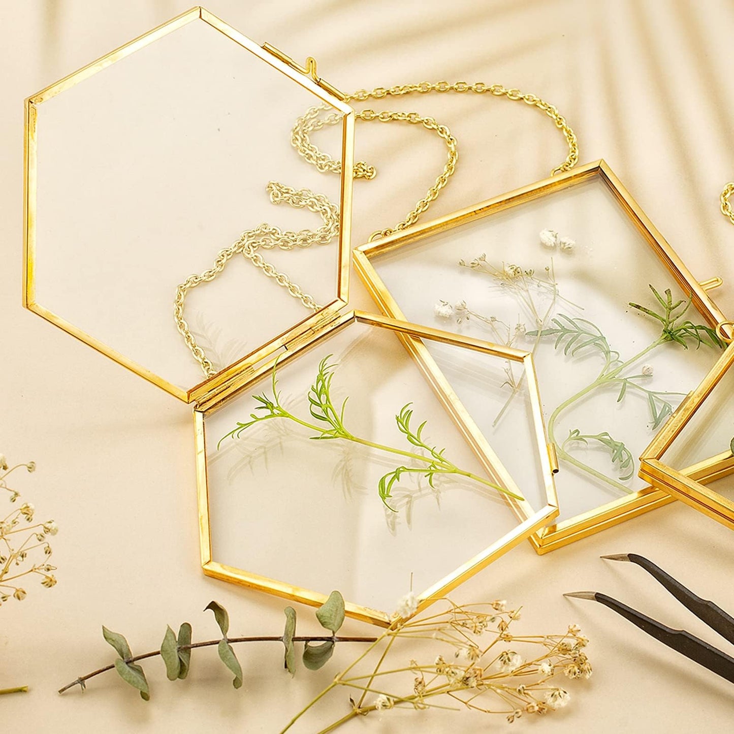 FOCHIER F 3pcs Pressed Flower Frames FC-US-Frames-T3-0108GoldHua