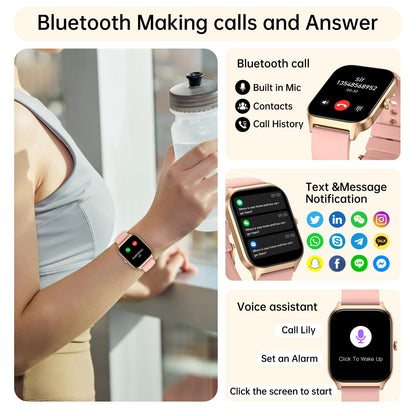 Smart Watch for Women Fitness Tracker: Waterproof Make/Answer Call Smart Watches for Women Running Digital Mens Watches Step Smartwatch Android Phones iPhone Samsung Compatible Heart Rate Monitor