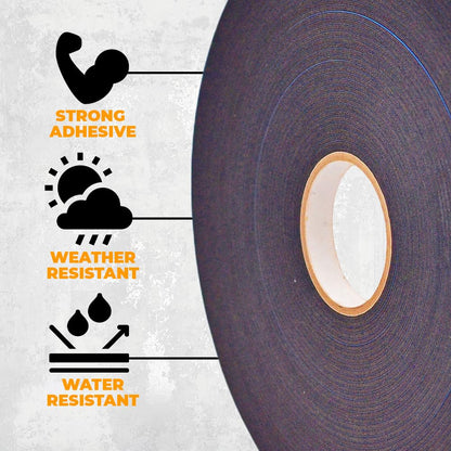 WOD WGT06P Double Sided Foam Mounting Tape, 1/16 inch Thick x 3/8 inch x 150 Ft. Weather Resistant for Gap Filling, Home or Office Decor, Dual-Pane Glass Bonding, Replacing Insulated Windows, Black