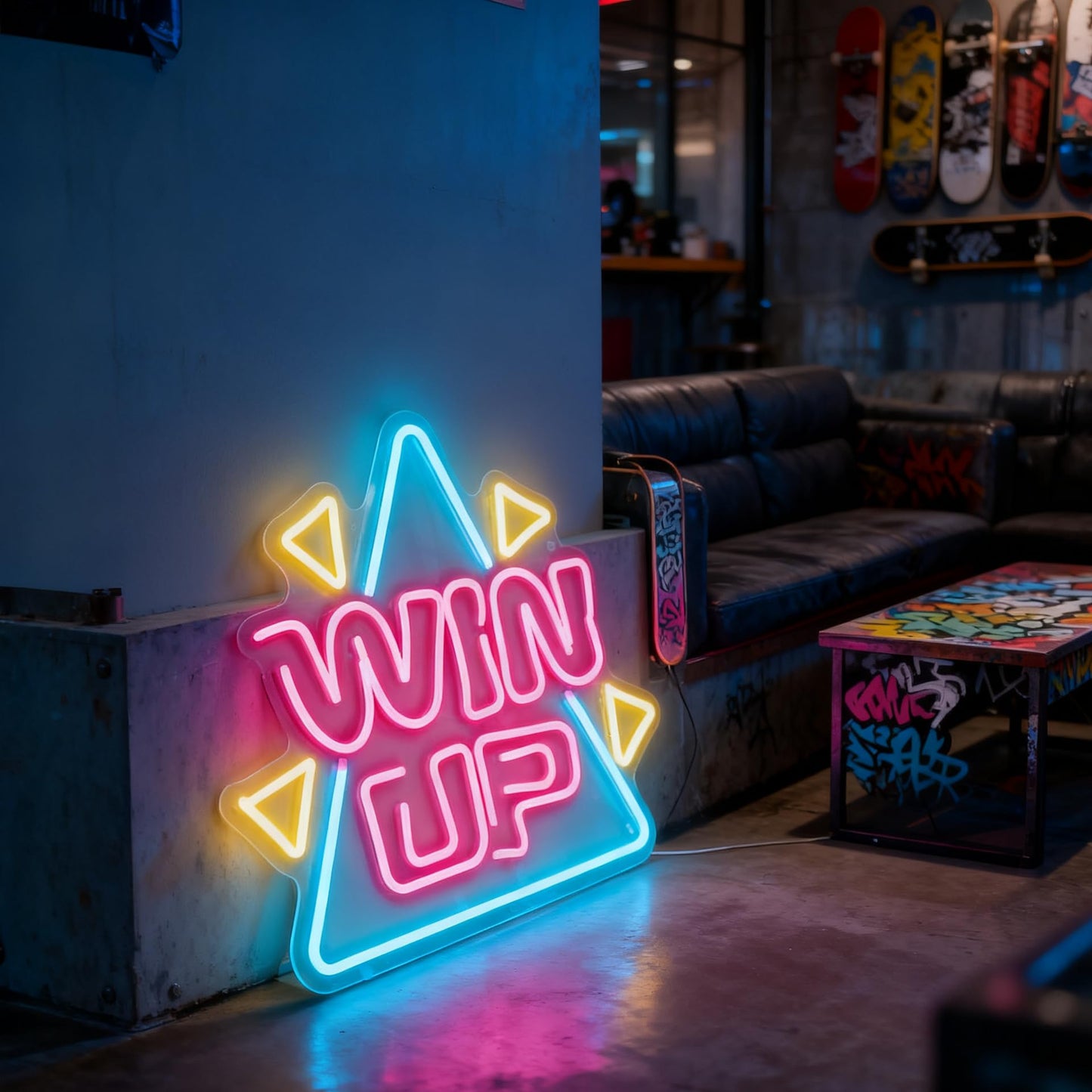 Neonawall Win Up Neon Sign for Wall Decor Pink Light Up Letters Led Sign Birthday Party Gifts Led Decorative Night Signs Motivational Room Decorations Supplies Gift for Friend Home Bedroom Dorm