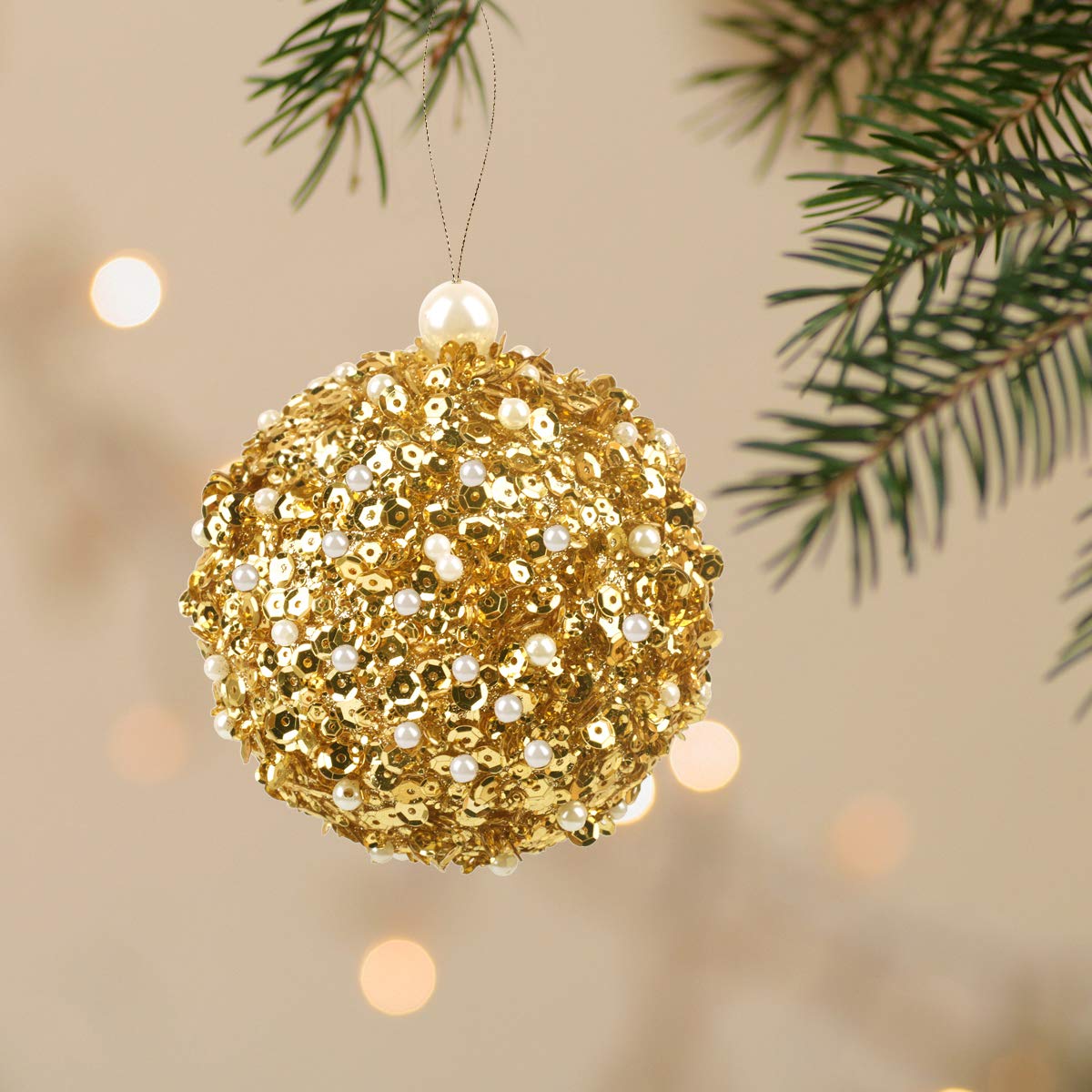 ZHANYIGY 4.25" Christmas Ball Ornaments, 4pc Set Gold Shatterproof Christmas Decorations Tree Balls for Xmas Trees Wedding Party Holiday Decorations (Gold)