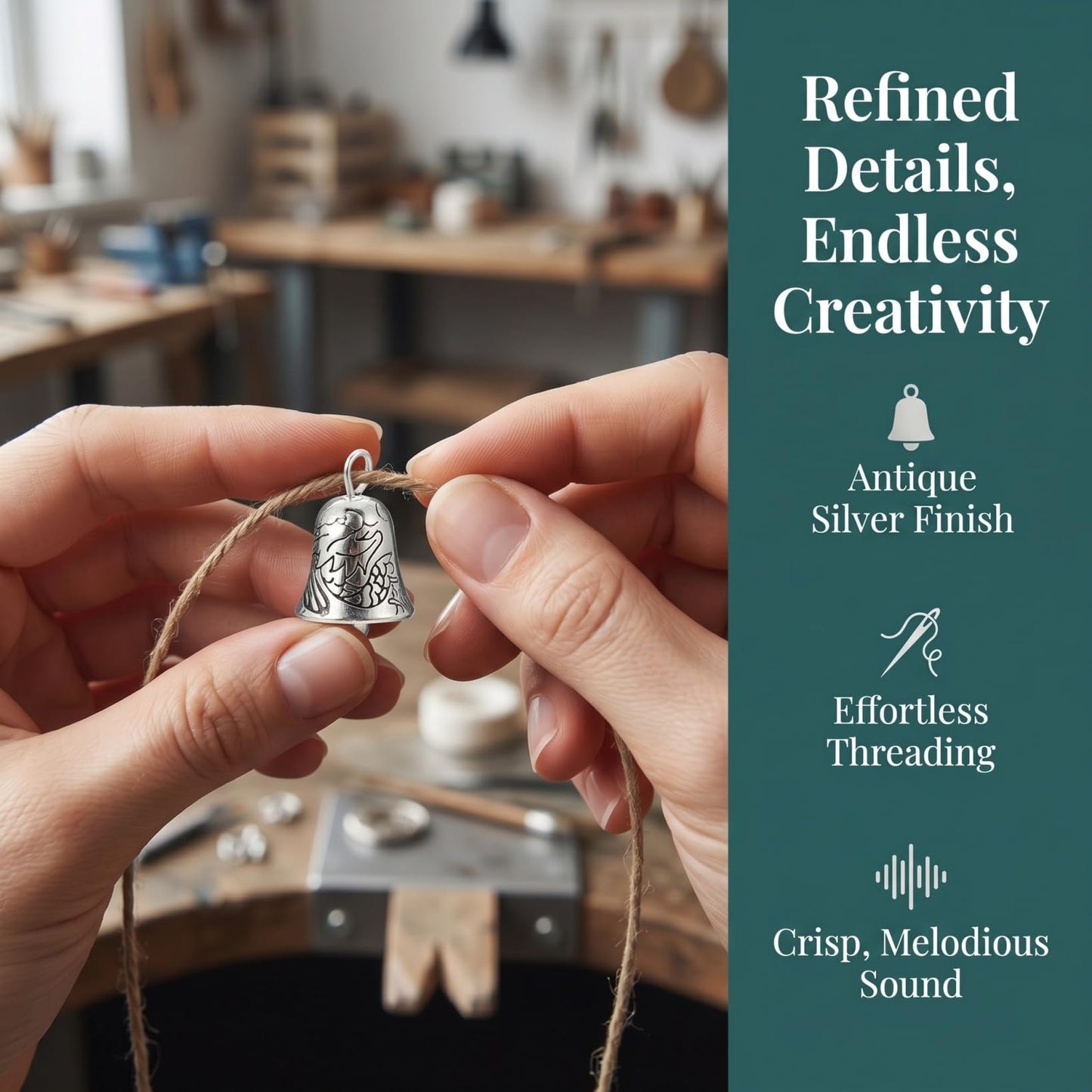 EXCEART 20pcs Tibetan Silver Bell Charms Pendants Antique Christmas Jingle Bells Spacer Beads for Door Hangers Xmas Tree Pendant Wreath Decor Holiday Jewelry Making