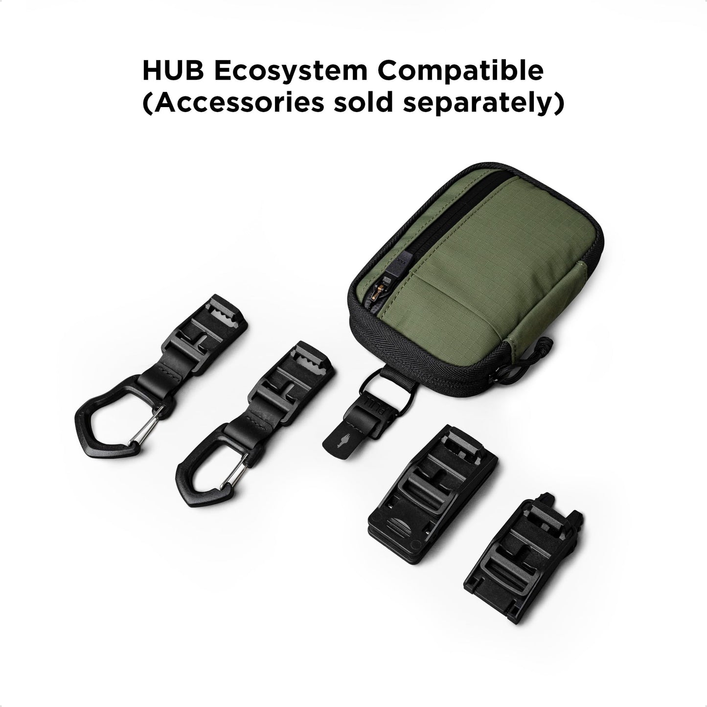 ALPAKA HUB Pouch V2 EDC Organizer for Cables, Cards, Coins, RFID Blocking Small Tool Bag and Pocket Protector for Everyday Carry and Travel, Axoflux 210D Ripstop Nylon, Green