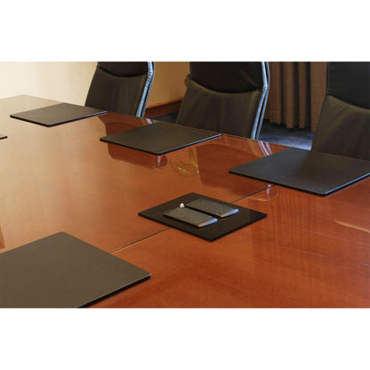 DACASSO Leatherette Conference Table Pad - Luxury Leather Desk Blotter for Writing - Padded Executive Desk Surface Protector - (Black, 17” x 14”)