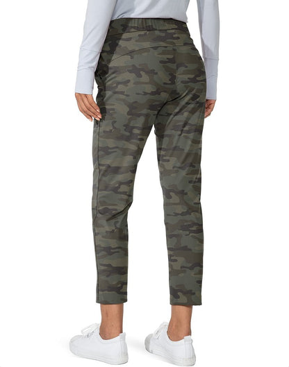 G Gradual Women's Pants with Deep Pockets 7/8 Stretch Sweatpants for Women Athletic, Golf, Lounge, Work (Green Camo, Small)