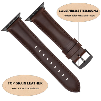 CORROPELLE Leather Watch Bands Compatible with Apple Watch 49mm 46mm 45mm 44mm 42mm, Top Grain Genuine Leather Straps Replacement Band for iWatch Series 11 10 9 8 7 6 5 4 3 2 1 SE3/2/1 Ultra3/2/1