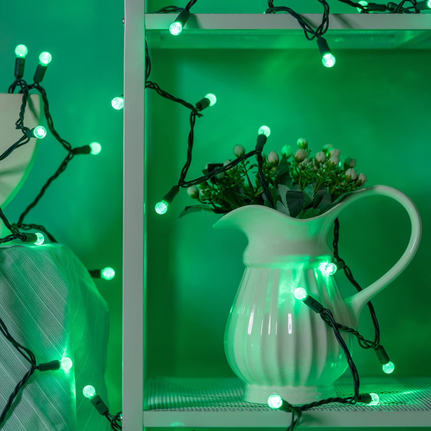 YULETIME Green One-Piece G12 Raspberry Christmas Lights 140 Count 48 Feet, 2 Sets 70 LED 24 ft High Waterproof UL Certified String Light (Green)