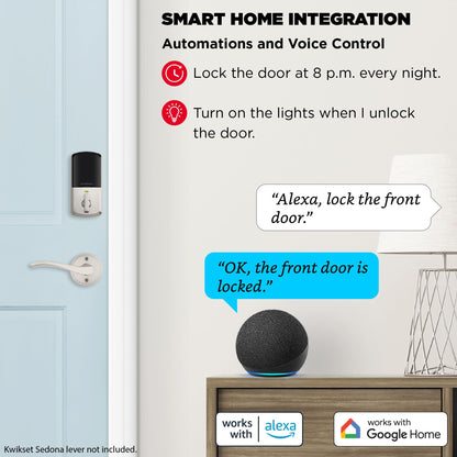 Kwikset Halo Wi-Fi Smart Lock, Keyless Entry Door Deadbolt, Geofence Auto-Unlock, Grade AAA Certified, No Hub Easy Install, Satin Nickel Lifetime Finish Warranty, Backlit Keypad