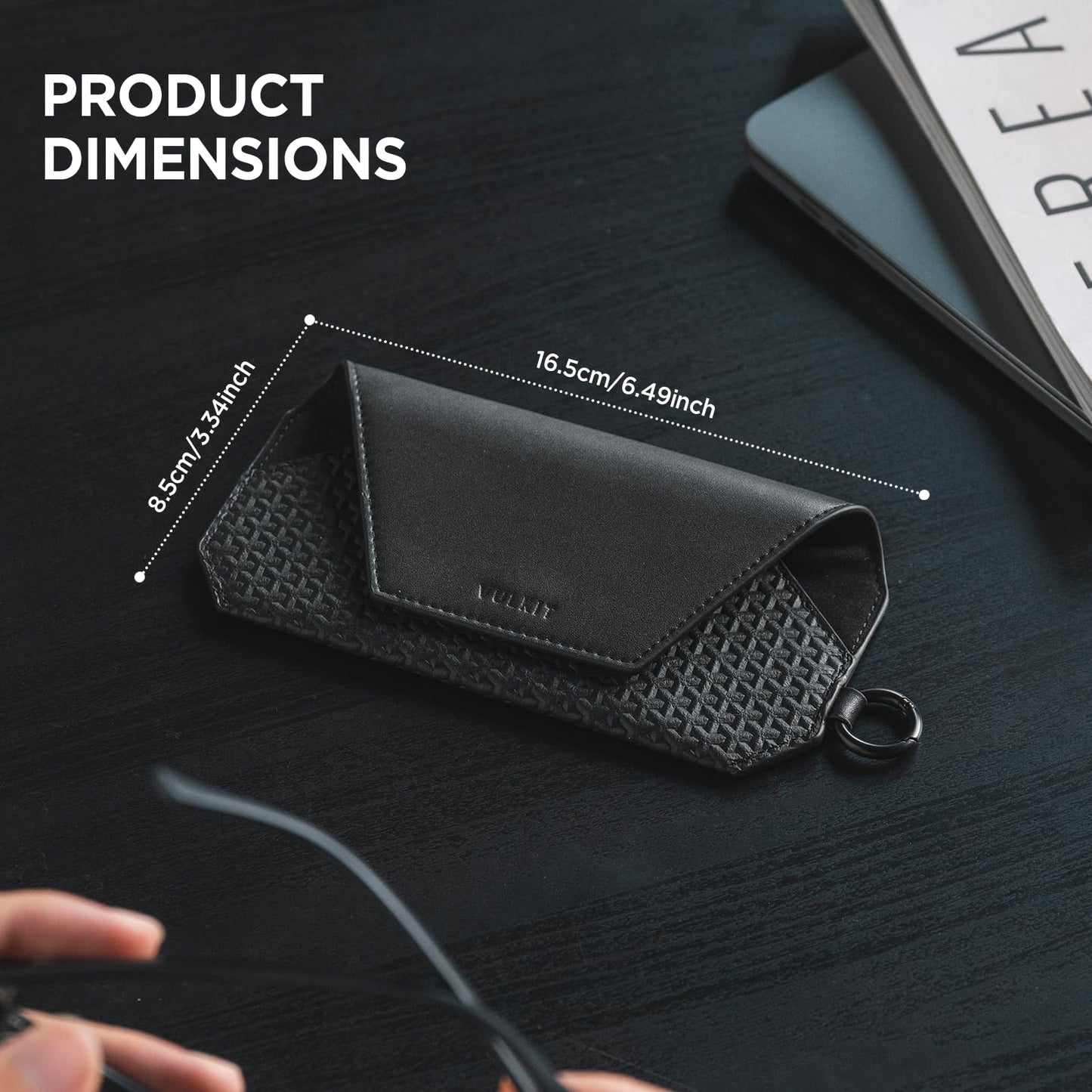 VULKIT Portable Leather Eye Glasses Case for Women & Men, Slim Sunglass Case, Unisex Eyeglass Case, Fit Most Standard Eyeglasses and Sunglasses