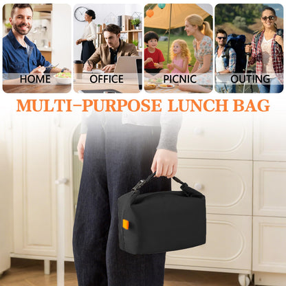 Viiotu Insulated Lunch Bag for Men & Women - Waterproof Oxford Lunch Cooler Bag with Long-Lasting Insulated, Reusable Lunch Tote for Work, Office, Picnic, Travel (Black)