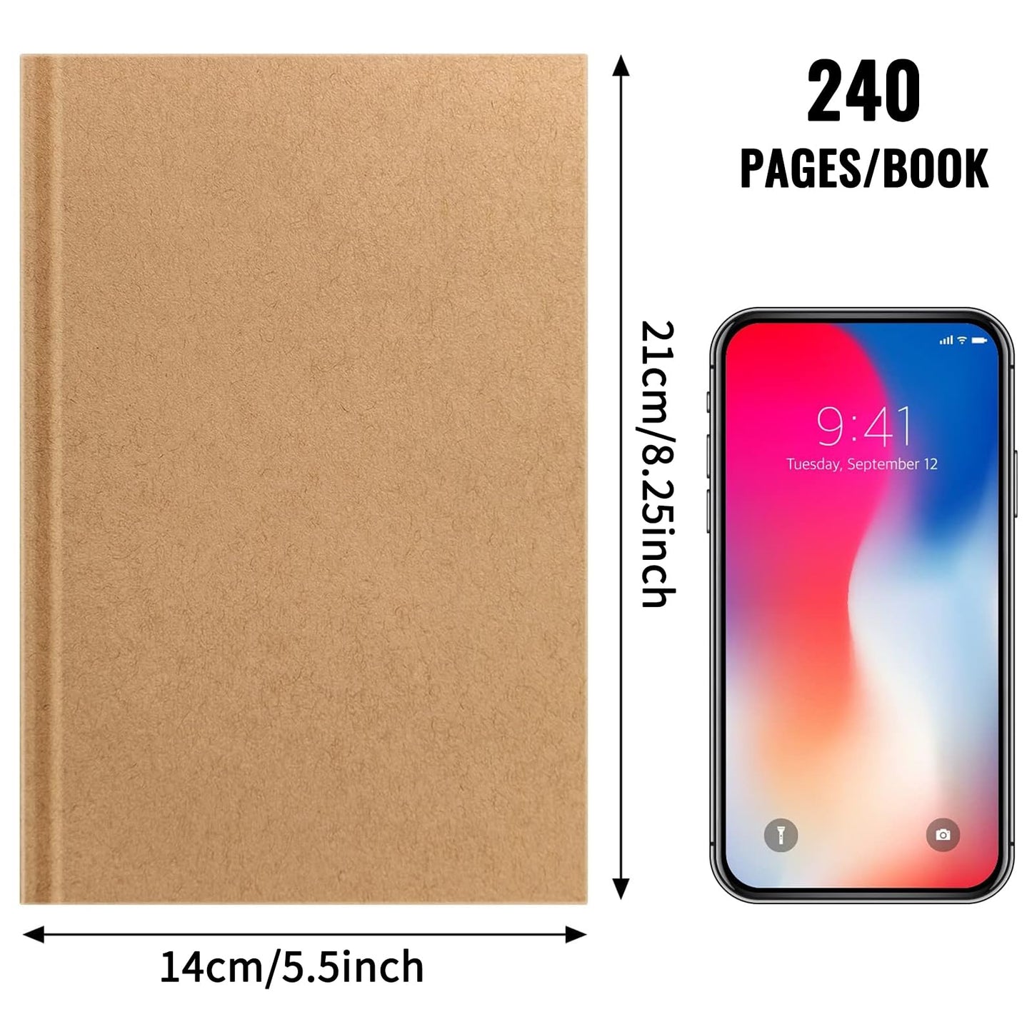 EOOUT 3pcs Blank Notebook, A5 Hardcover Sketchbook 120 Sheets 240 Pages Unlined Notebook, 100gsm Paper, 5.6 x 8.2in, Journal for Drawing, Art, Travelers Gifts, Students and Office Supplies